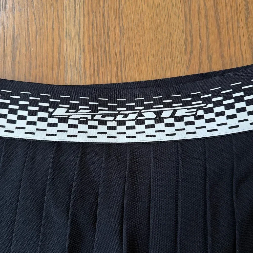 NWT Lacoste Pleated Tennis Skirt Black White Green Logo Waistband 38 / 8 Small_4